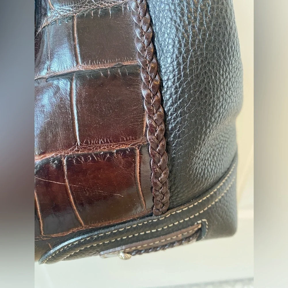 Brighton Croc and Pebbled Leather Satchel Style Handbag - Picture 2 of 13